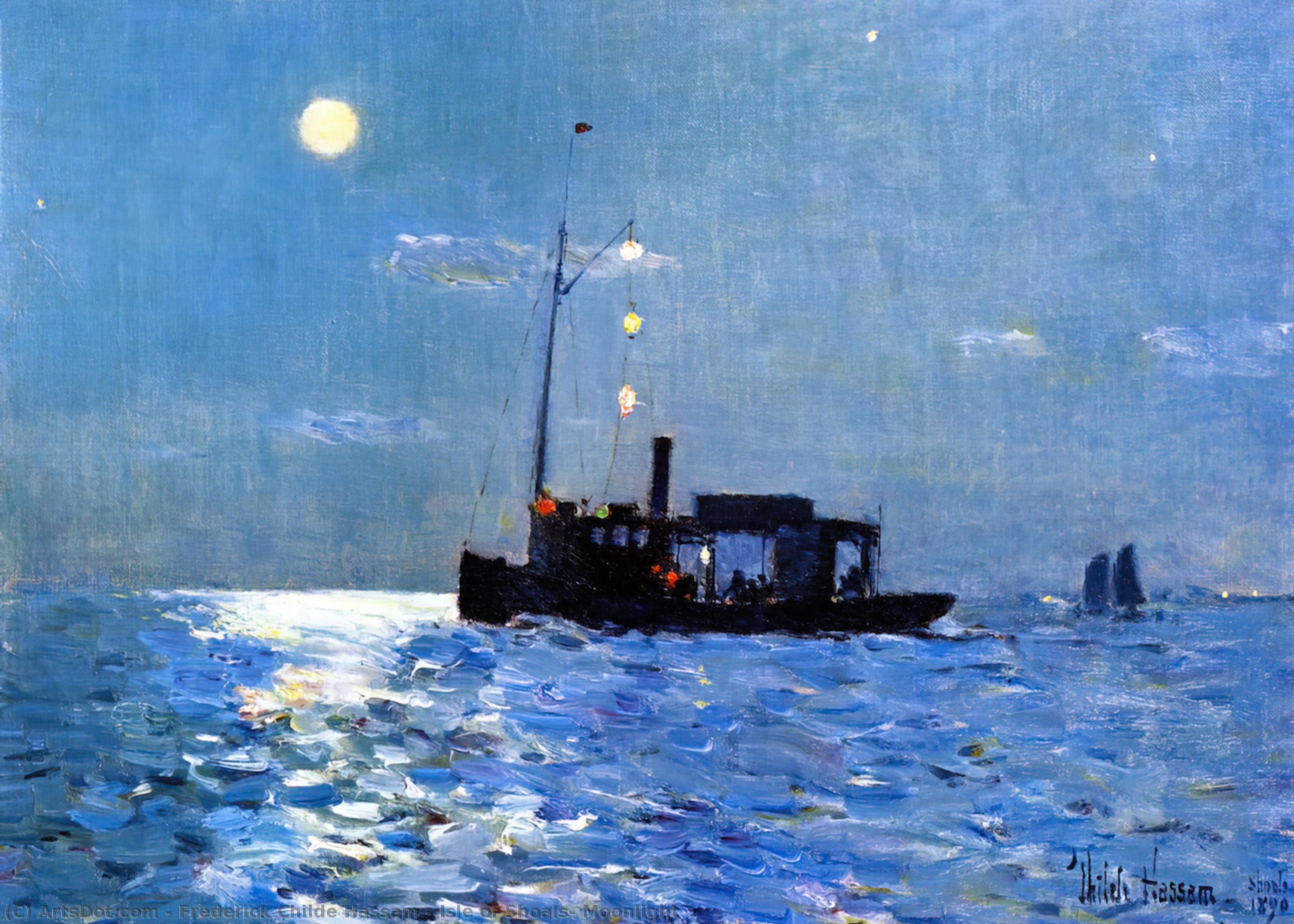 Wikioo.org - The Encyclopedia of Fine Arts - Painting, Artwork by Frederick Childe Hassam - Isle of Shoals, Moonlight