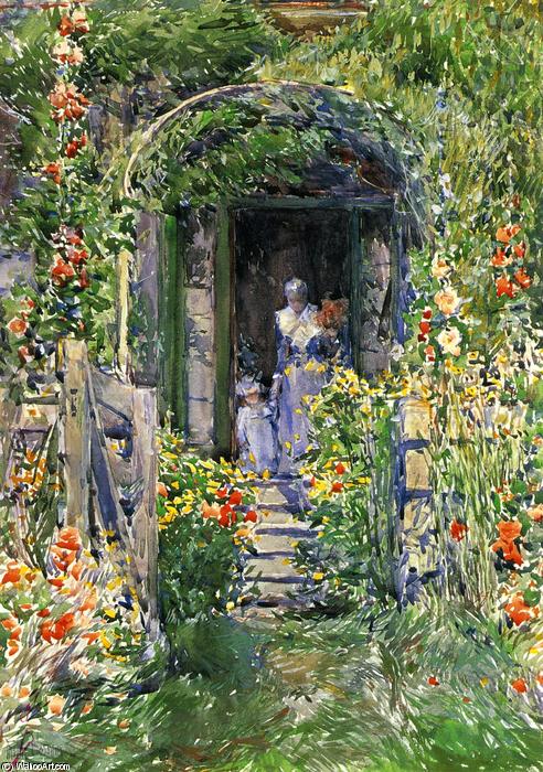 Wikioo.org – L'Encyclopédie des Beaux Arts - Peinture, Oeuvre de Frederick Childe Hassam - Isles of Shoals Jardin (aussi connu comme Le Jardin dans sa gloire)