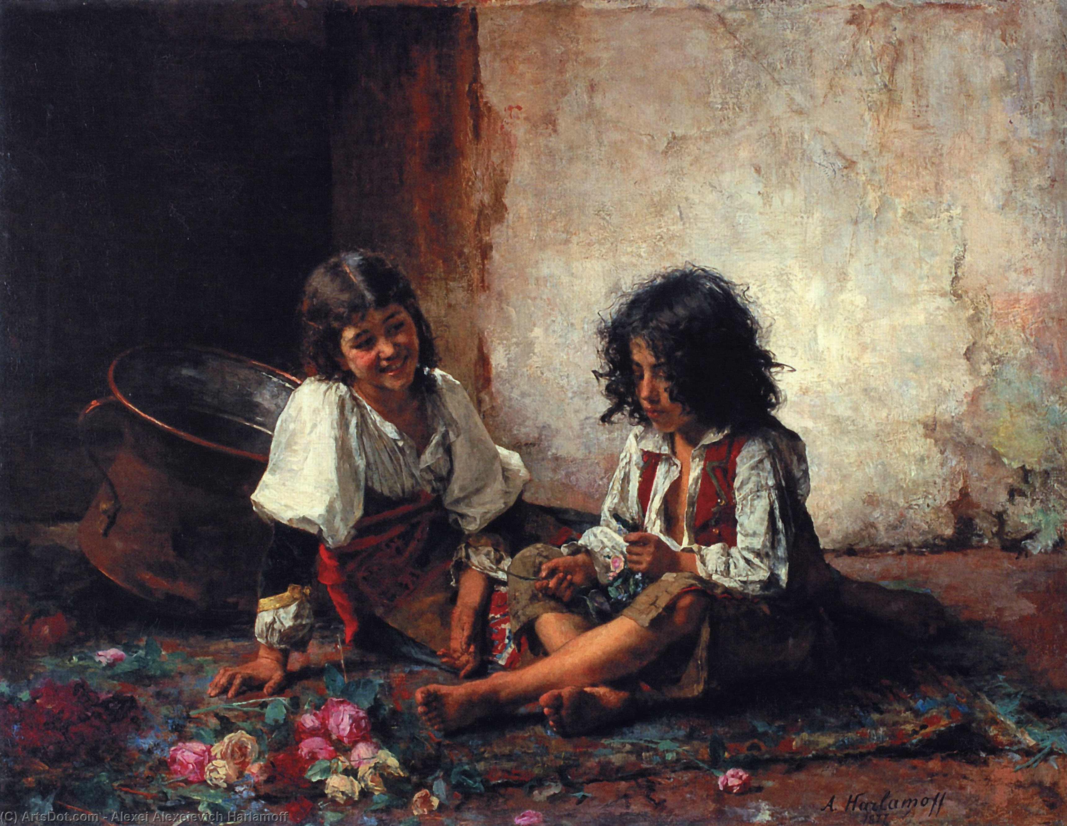 Wikioo.org - The Encyclopedia of Fine Arts - Painting, Artwork by Alexei Alexeievich Harlamoff - Italian Girls