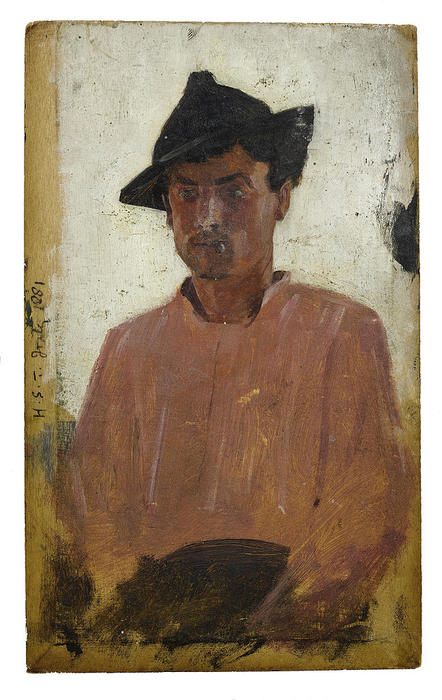 Wikioo.org - The Encyclopedia of Fine Arts - Painting, Artwork by Henry Scott Tuke - Italian man with hat