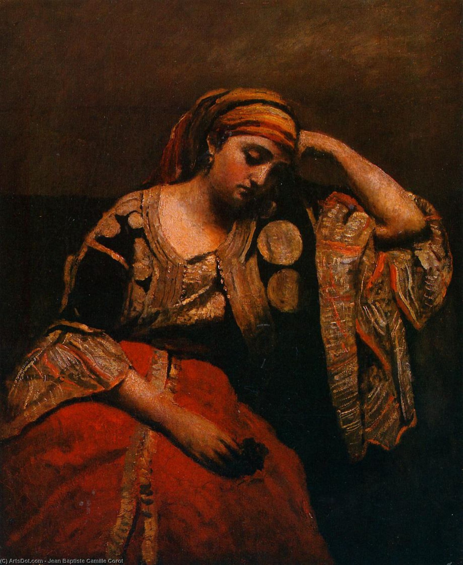 Wikioo.org - The Encyclopedia of Fine Arts - Painting, Artwork by Jean Baptiste Camille Corot - Italian Woman (also known as Jewish Algerian Woman)