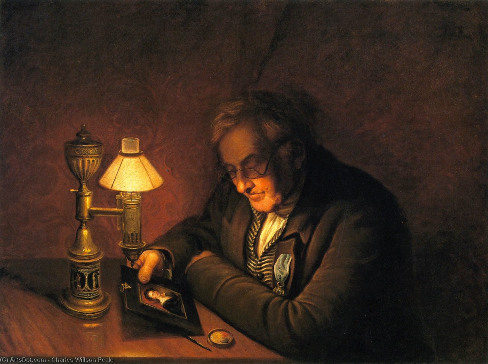 Wikioo.org - The Encyclopedia of Fine Arts - Painting, Artwork by Charles Willson Peale - James Peale (also known as The Lamplight Portrait)