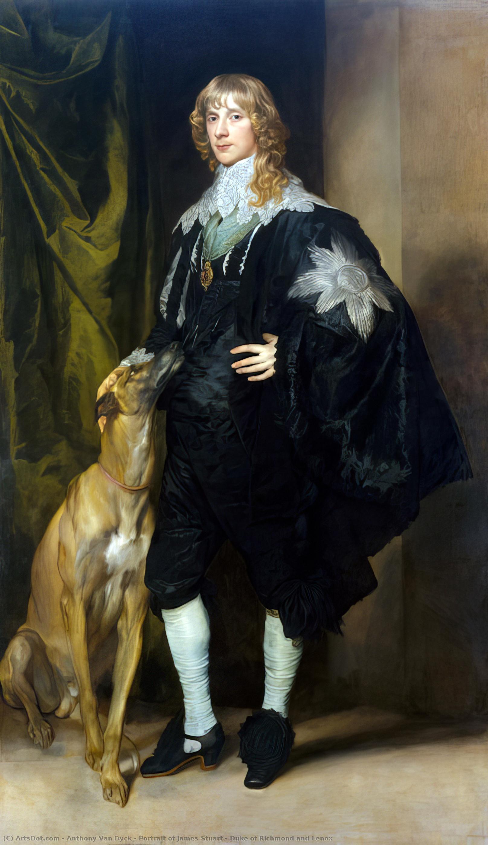 WikiOO.org - Енциклопедия за изящни изкуства - Живопис, Произведения на изкуството Anthony Van Dyck - Portrait of James Stuart , Duke of Richmond and Lenox