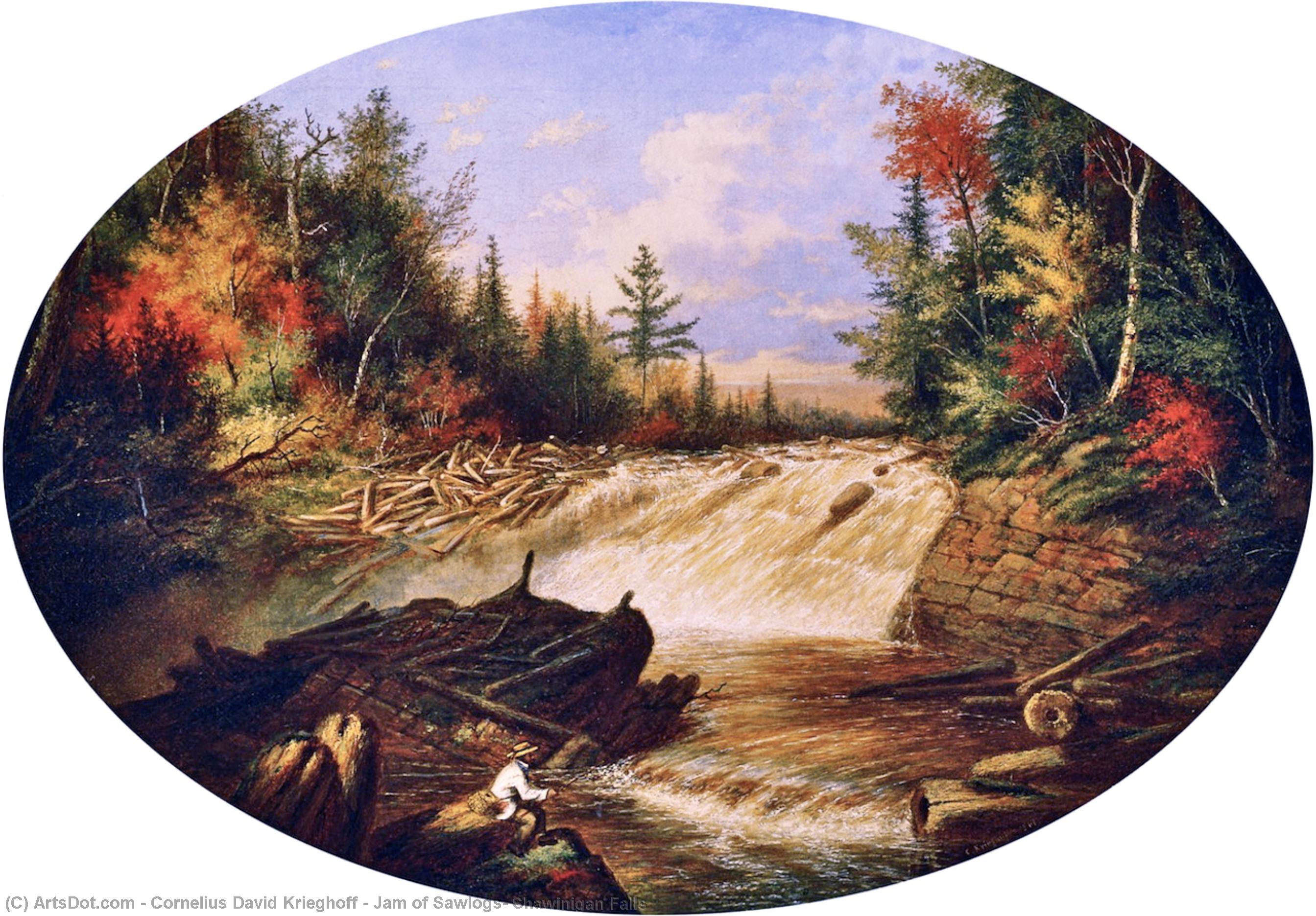 Wikioo.org - The Encyclopedia of Fine Arts - Painting, Artwork by Cornelius David Krieghoff - Jam of Sawlogs, Shawinigan Falls