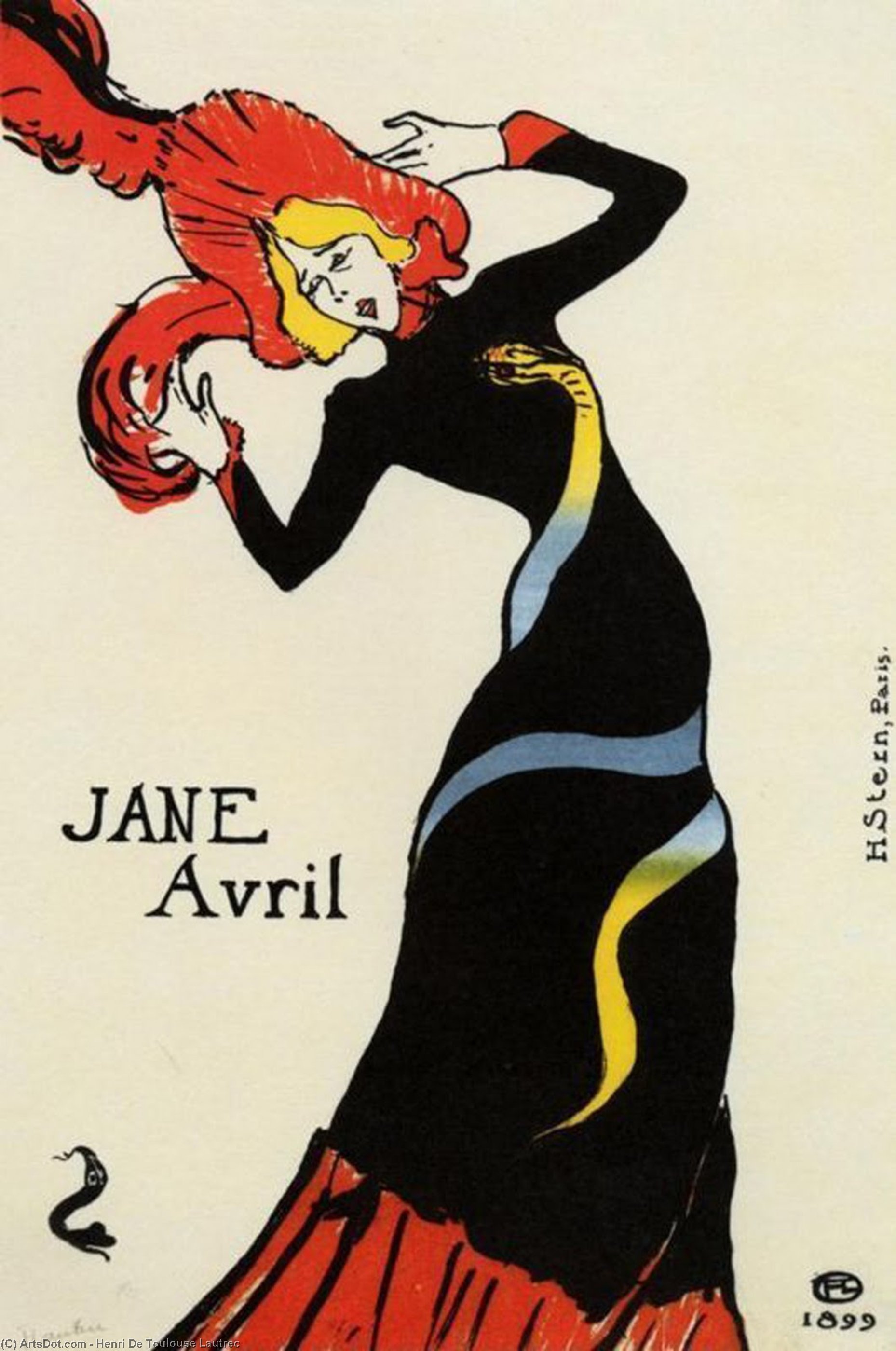 WikiOO.org - Енциклопедия за изящни изкуства - Живопис, Произведения на изкуството Henri De Toulouse Lautrec - Jane Avril