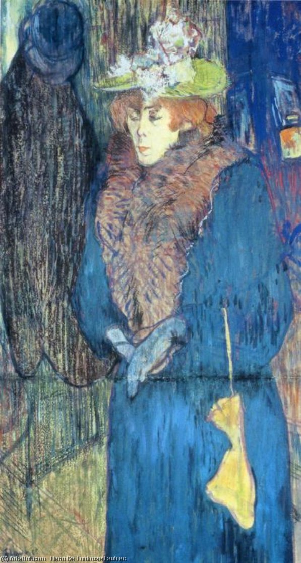 Wikioo.org - The Encyclopedia of Fine Arts - Painting, Artwork by Henri De Toulouse Lautrec - Jane Avril Entering the Moulin Rouge