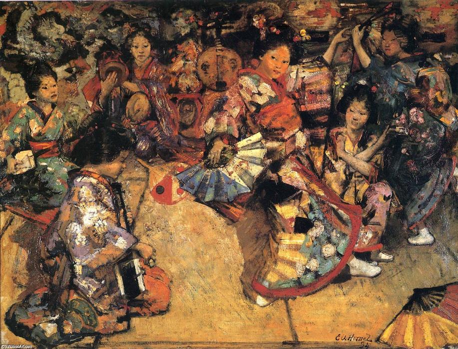 Wikioo.org - The Encyclopedia of Fine Arts - Painting, Artwork by Edward Atkinson Hornel - Japanese Dancing Girls