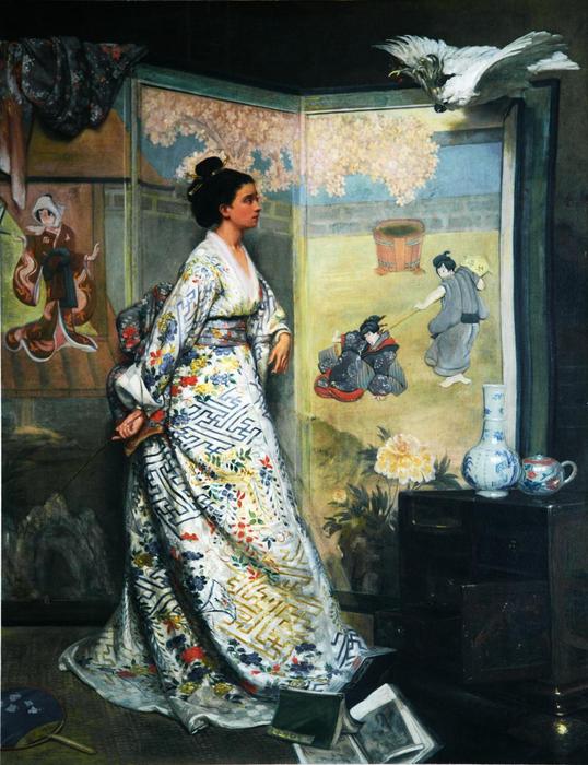 Wikioo.org - The Encyclopedia of Fine Arts - Painting, Artwork by Gustave Leonard De Jonghe - The Japanese Fan (also known as L?admiratrice du Japon)
