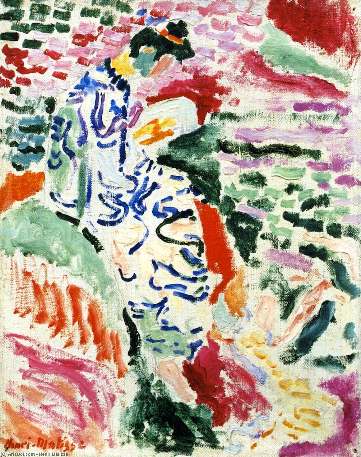 Wikoo.org - موسوعة الفنون الجميلة - اللوحة، العمل الفني Henri Matisse - Japanese Woman at the Seashore (also known as Woman beside the Water)