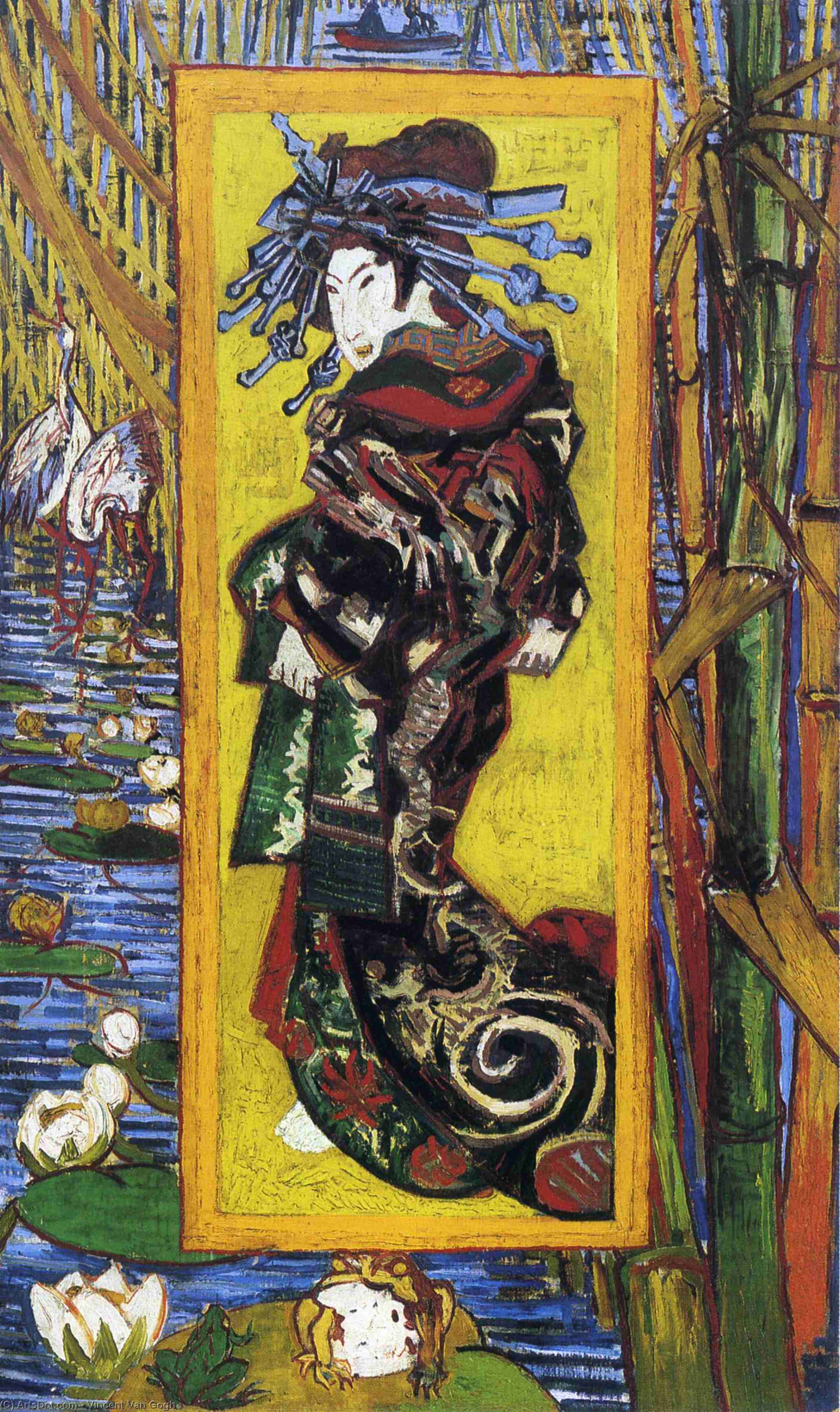 WikiOO.org - Enciklopedija dailės - Tapyba, meno kuriniai Vincent Van Gogh - Japonaiserie: Oiran (after Kesai Eisen)