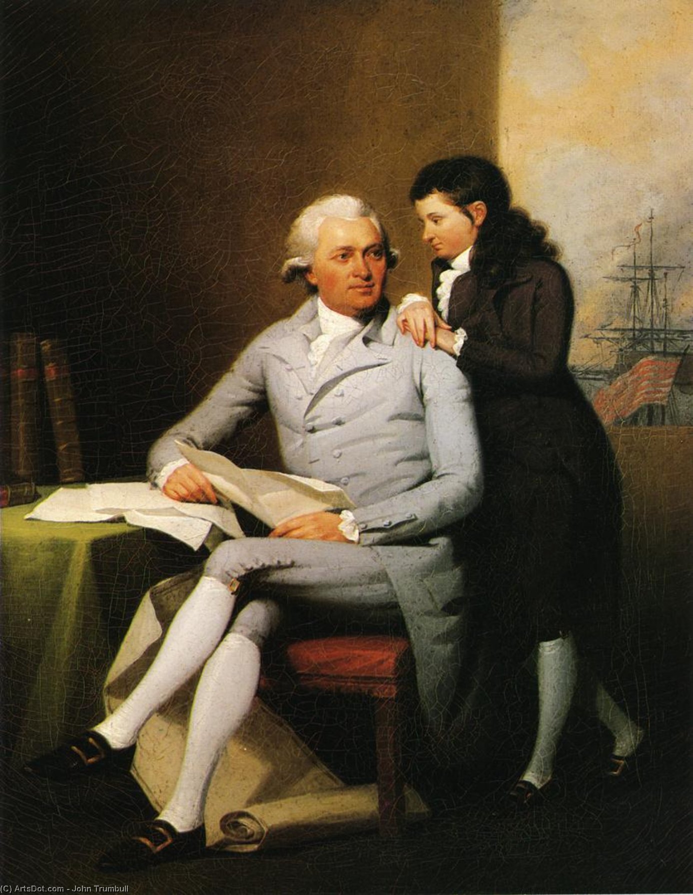Wikioo.org - The Encyclopedia of Fine Arts - Painting, Artwork by John Trumbull - Jeremiah Wadsworth and His Son Daniel Wadsworth