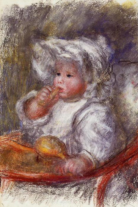 Wikioo.org - Die Enzyklopädie bildender Kunst - Malerei, Kunstwerk von Pierre-Auguste Renoir - jean renoir in einem stuhl ( auch als child bekannt mit einem keks )
