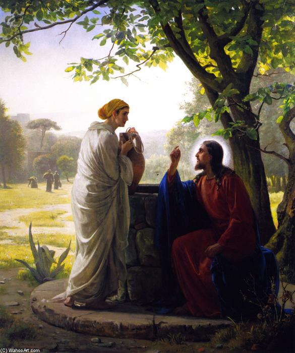 Wikioo.org - The Encyclopedia of Fine Arts - Painting, Artwork by Carl Heinrich Bloch - Jesus and the Samaritan Woman