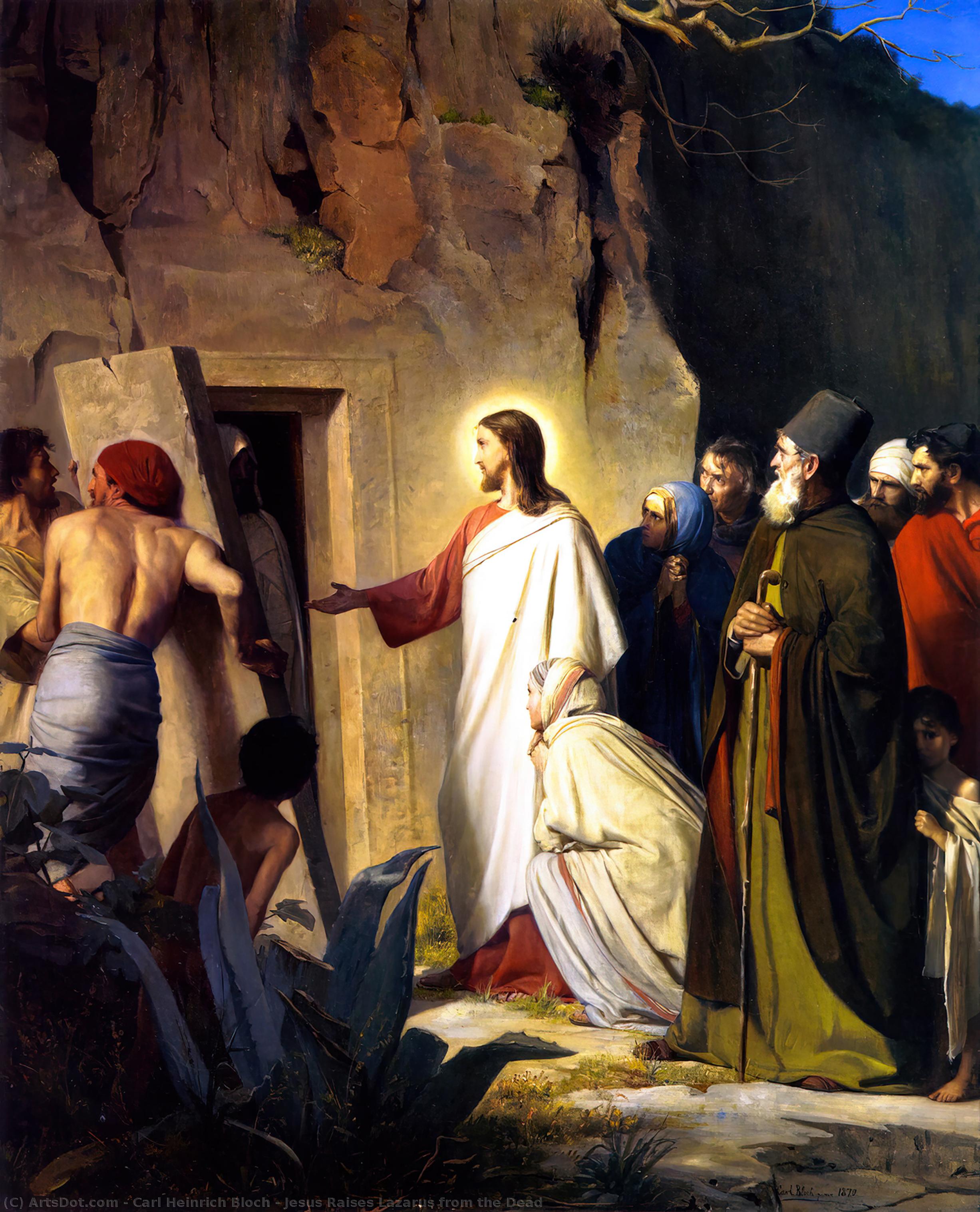 Wikioo.org - The Encyclopedia of Fine Arts - Painting, Artwork by Carl Heinrich Bloch - Jesus Raises Lazarus from the Dead