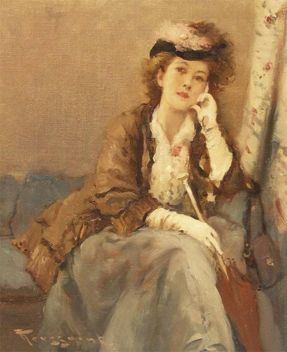 WikiOO.org - 백과 사전 - 회화, 삽화 Fernand Toussaint - Jeune Femme a l'ombrelle
