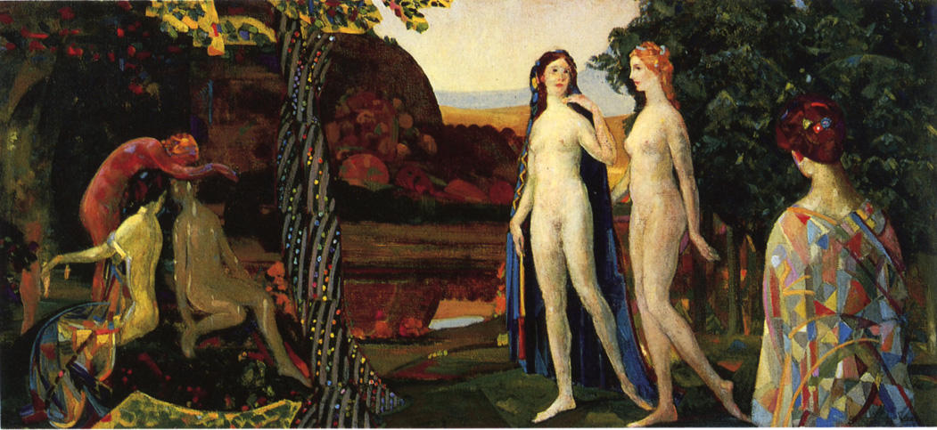 Wikioo.org - The Encyclopedia of Fine Arts - Painting, Artwork by Arthur Bowen Davies - Jewel-Bearing Tree of Amity
