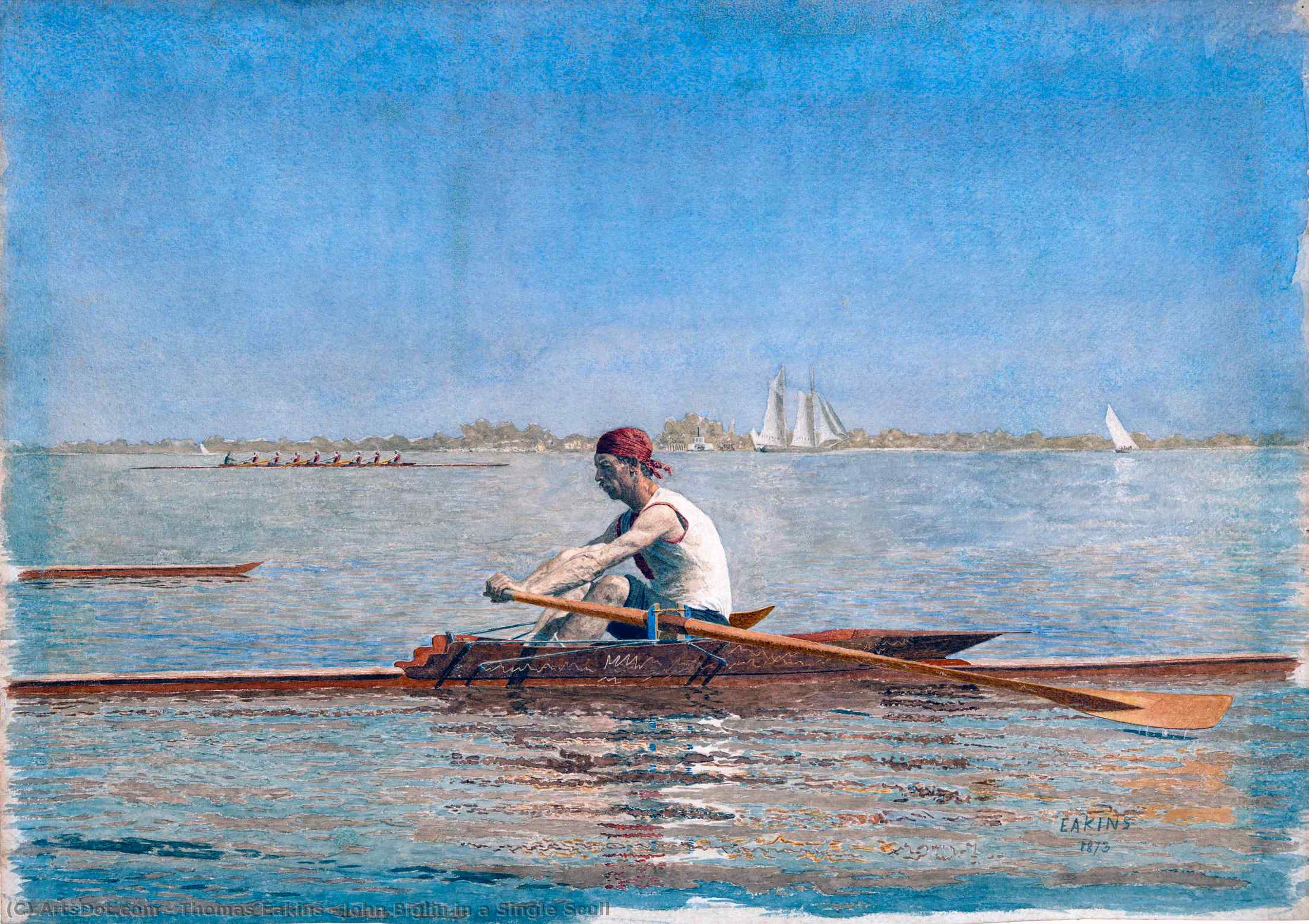 WikiOO.org - Encyclopedia of Fine Arts - Lukisan, Artwork Thomas Eakins - John Biglin in a Single Scull