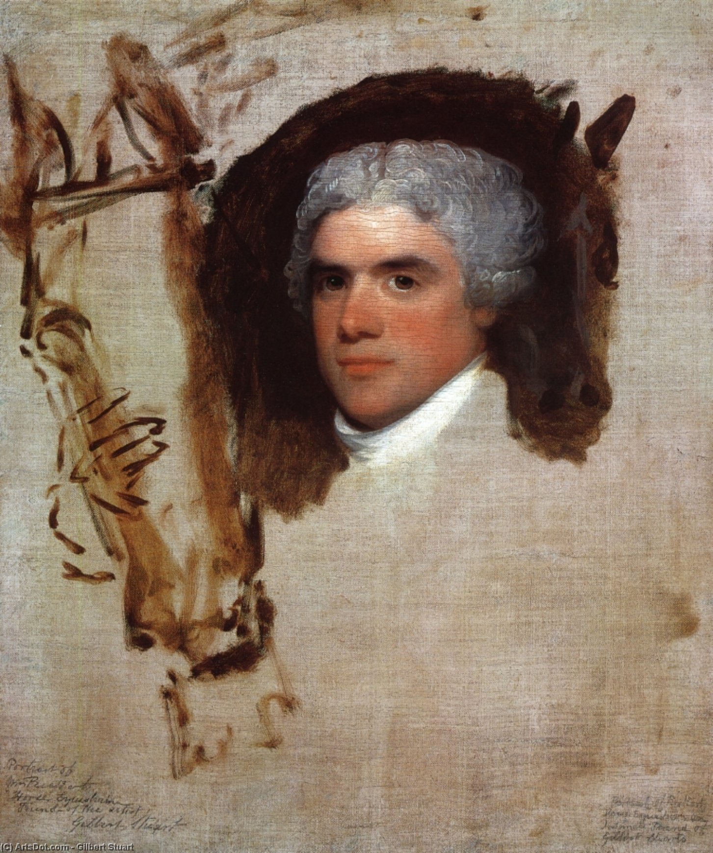WikiOO.org - Encyclopedia of Fine Arts - Maleri, Artwork Gilbert Stuart - John Bill Ricketts (unfinished) (also known as Breschard, the Circus Rider)