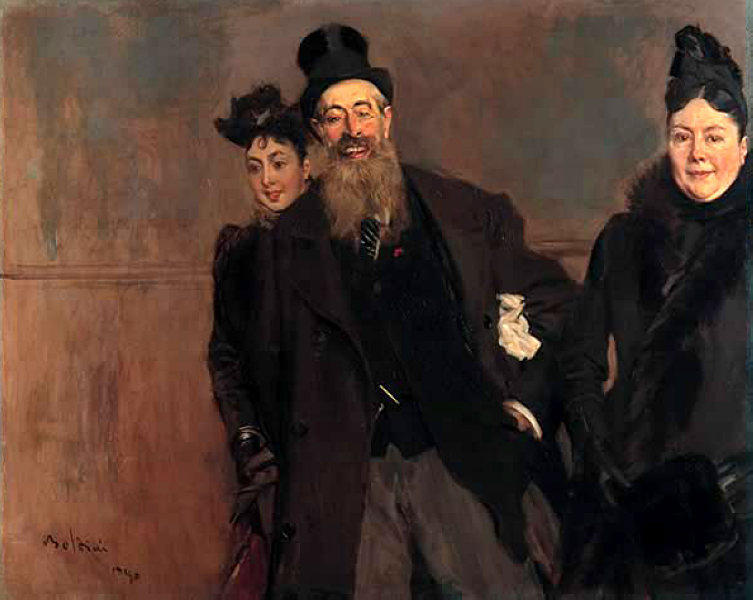 Wikioo.org - The Encyclopedia of Fine Arts - Painting, Artwork by Giovanni Boldini - John Lewis Brown with Wife and Daughter
