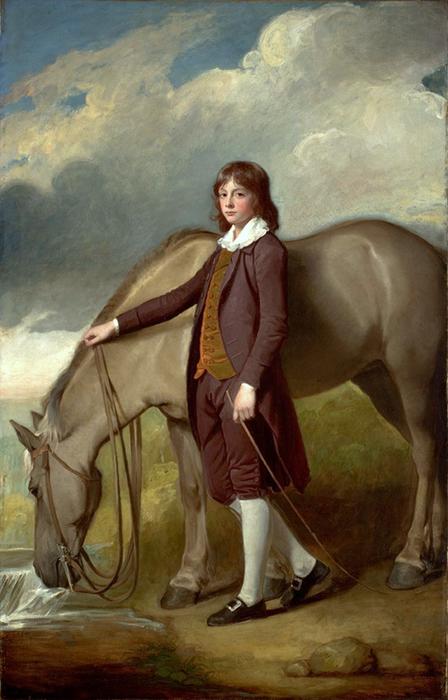 Wikioo.org – La Enciclopedia de las Bellas Artes - Pintura, Obras de arte de George Romney - John Walter Tempest, con un caballo