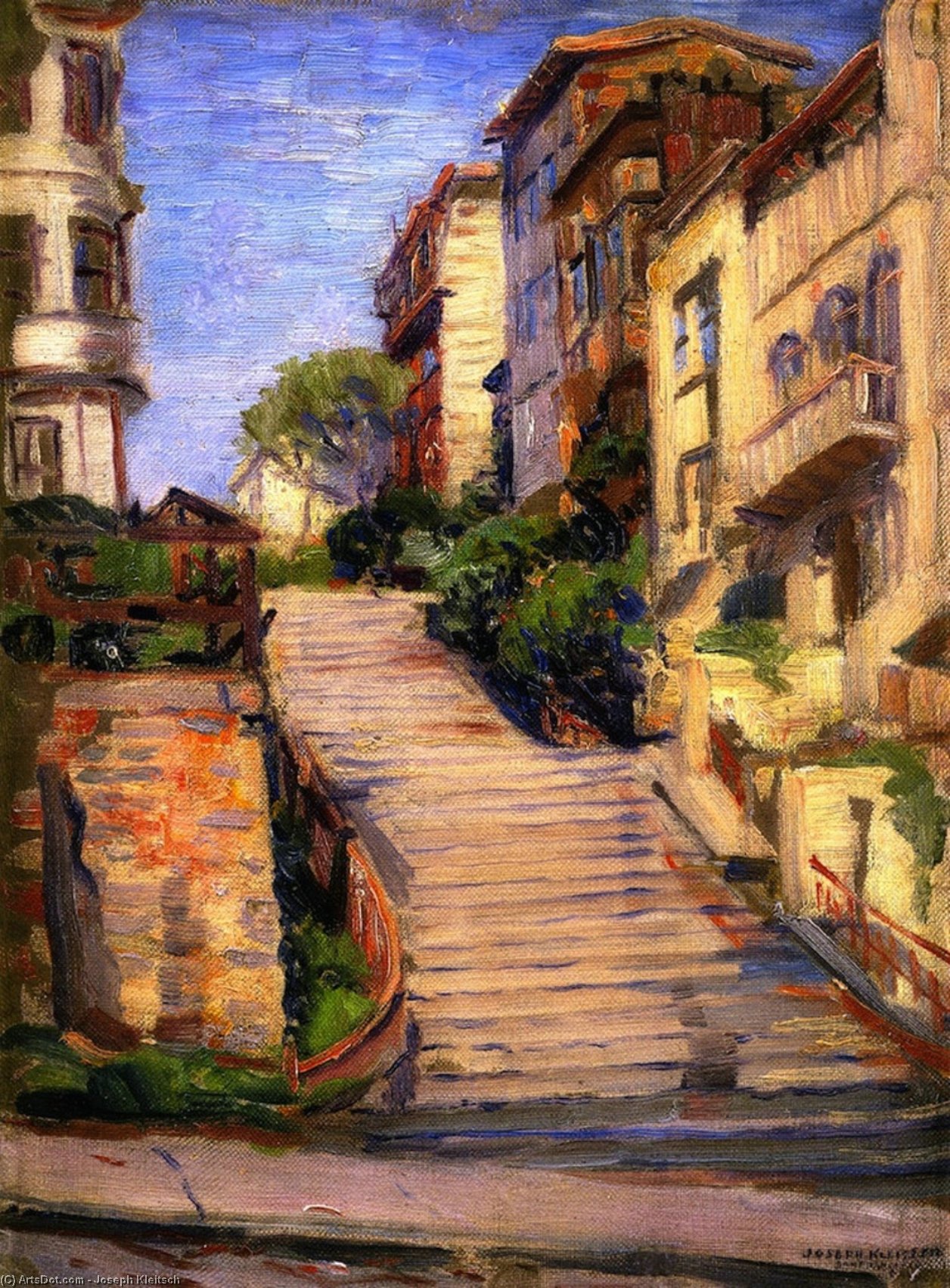Wikioo.org - The Encyclopedia of Fine Arts - Painting, Artwork by Joseph Kleitsch - Joice Street (Nob Hill), San Francisco