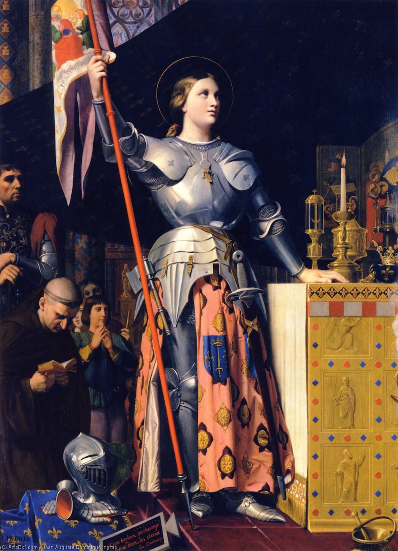 WikiOO.org – 美術百科全書 - 繪畫，作品 Jean Auguste Dominique Ingres - 圣女贞德在查理七世在兰斯大教堂加冕