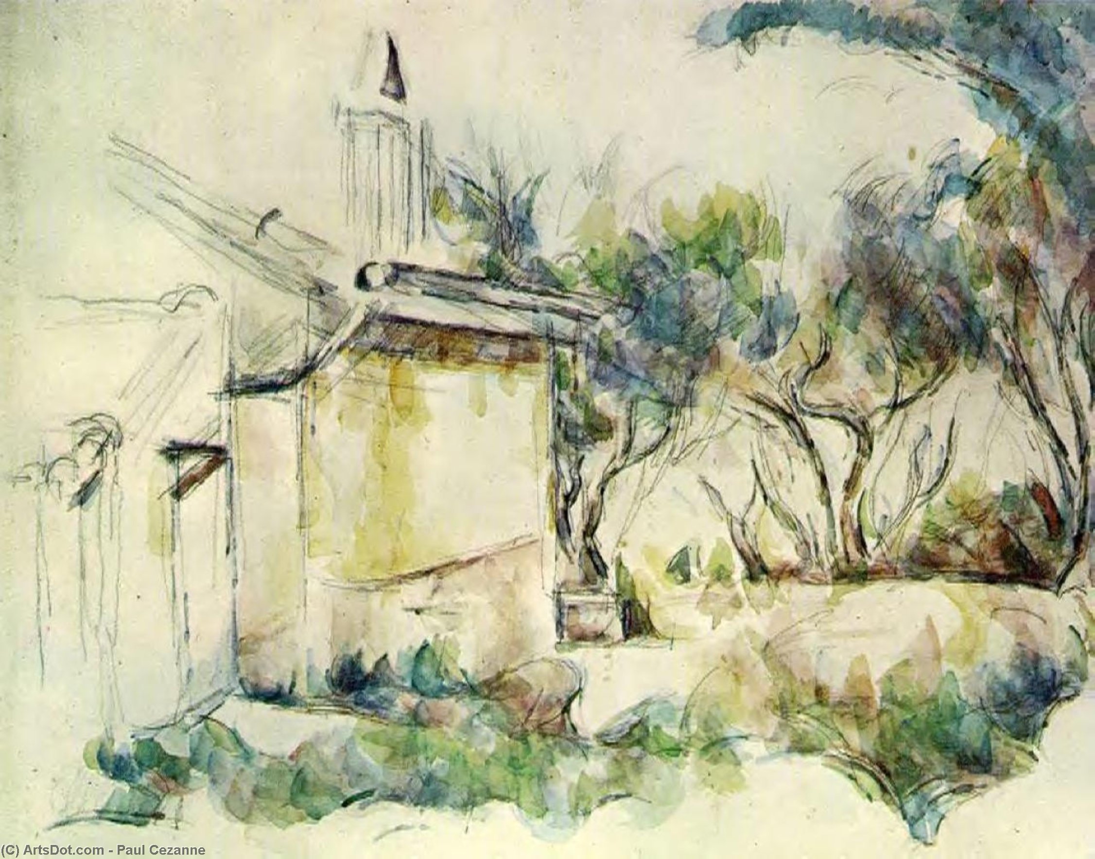 WikiOO.org - Encyclopedia of Fine Arts - Schilderen, Artwork Paul Cezanne - Jourdan's Cottage