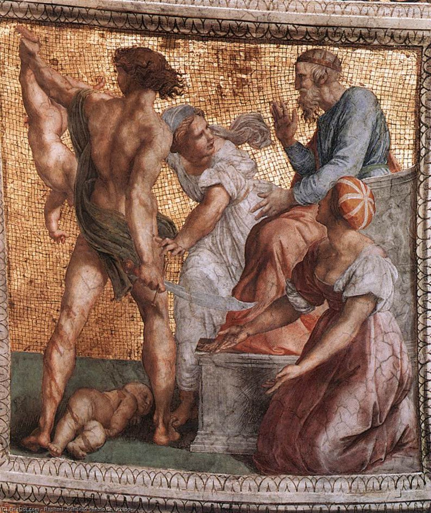 Wikioo.org - The Encyclopedia of Fine Arts - Painting, Artwork by Raphael (Raffaello Sanzio Da Urbino) - The Judgment of Solomon (ceiling panel) (Stanza della Segnatura)