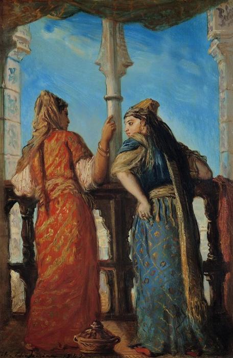 Wikioo.org - The Encyclopedia of Fine Arts - Painting, Artwork by Théodore Chassériau - Juives d'Alger au balcon