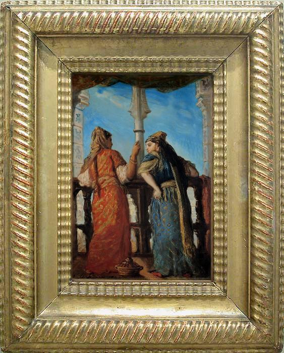 Wikioo.org - The Encyclopedia of Fine Arts - Painting, Artwork by Théodore Chassériau - Juives d'Alger au balcon (with frame)