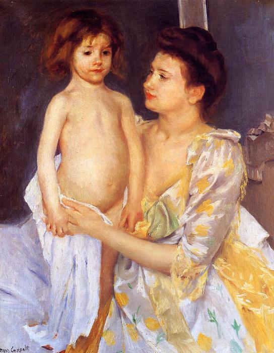 Wikioo.org - The Encyclopedia of Fine Arts - Painting, Artwork by Mary Stevenson Cassatt - Jules Being Dried by His Mother