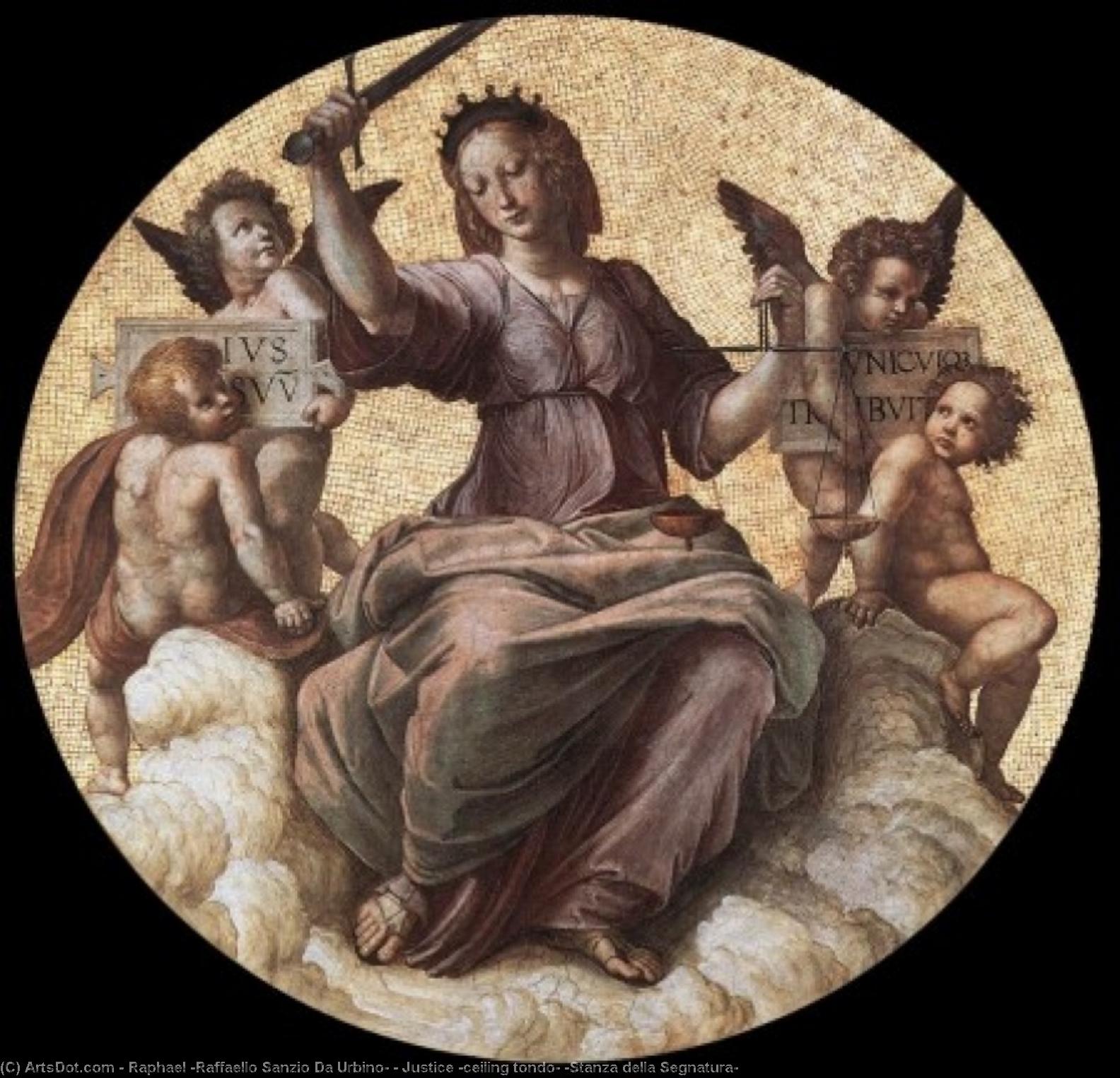 WikiOO.org - Encyclopedia of Fine Arts - Maleri, Artwork Raphael (Raffaello Sanzio Da Urbino) - Justice (ceiling tondo) (Stanza della Segnatura)