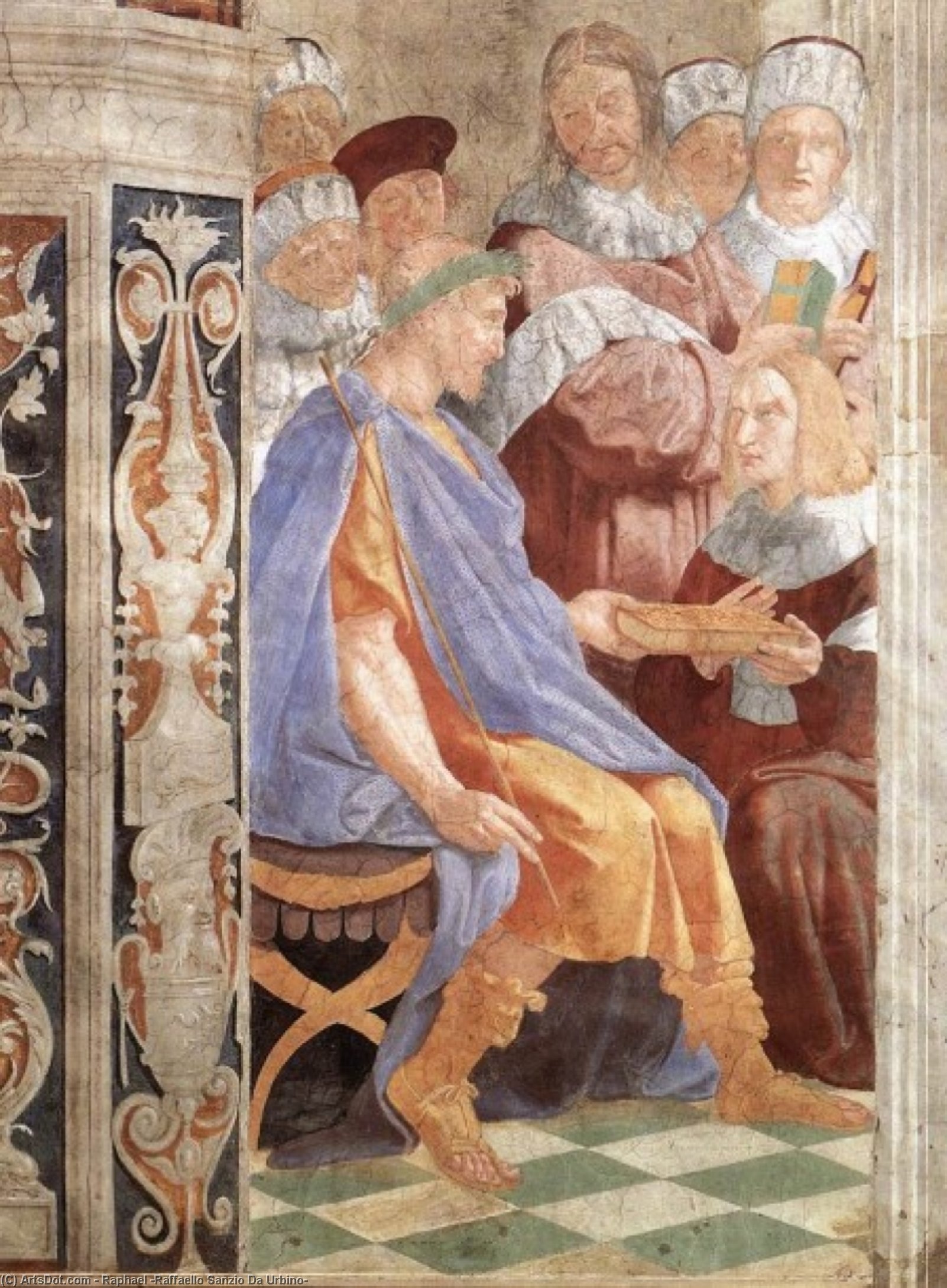 Wikioo.org - The Encyclopedia of Fine Arts - Painting, Artwork by Raphael (Raffaello Sanzio Da Urbino) - Justinian Presenting the Pandects to Trebonianus (Stanza della Segnatura)