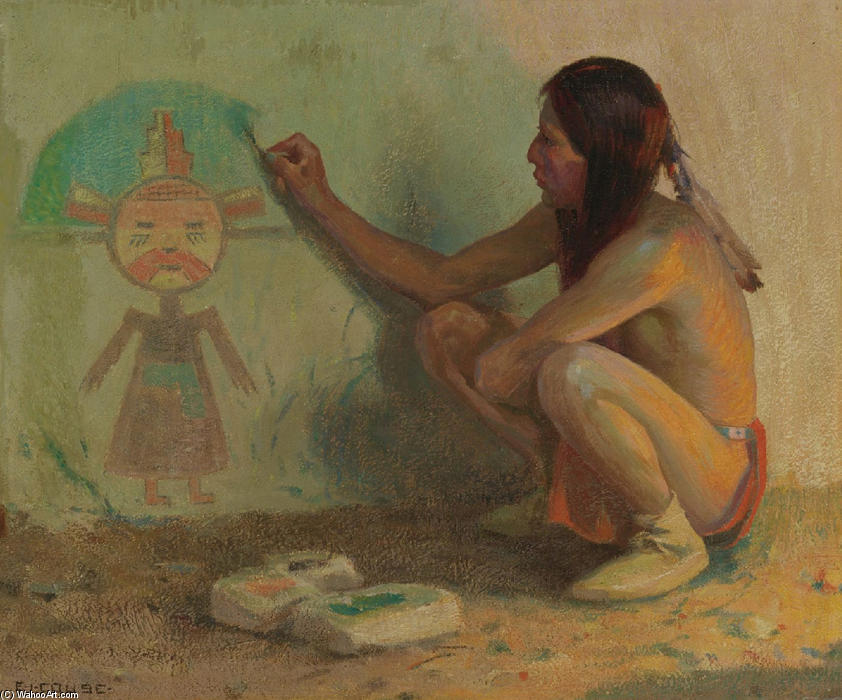 WikiOO.org - אנציקלופדיה לאמנויות יפות - ציור, יצירות אמנות Eanger Irving Couse - The Kachina Painter