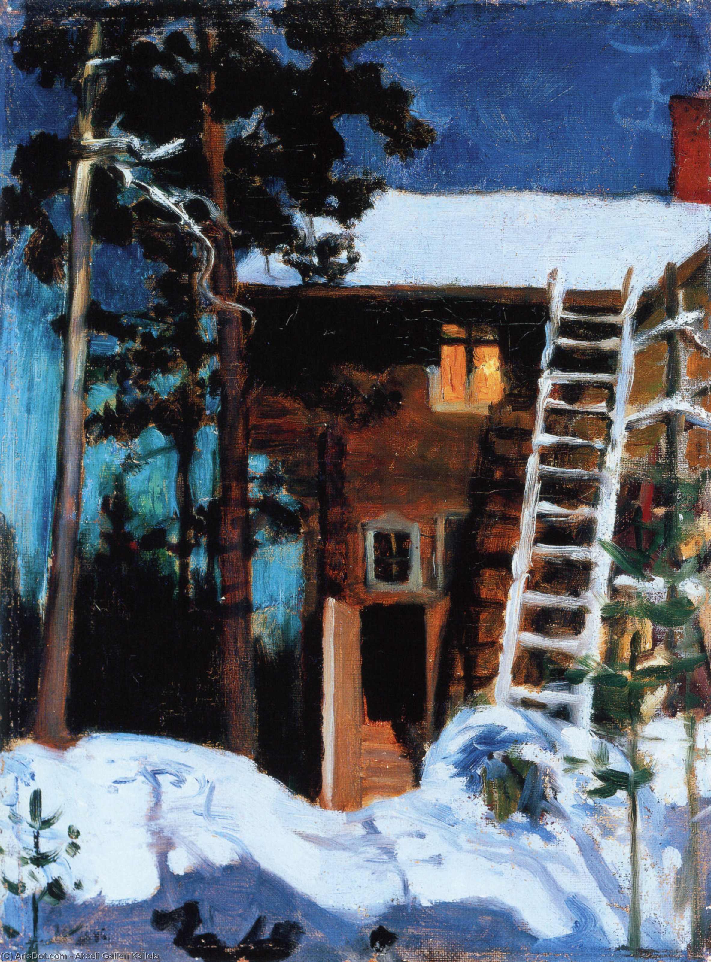 WikiOO.org - Encyclopedia of Fine Arts - Lukisan, Artwork Akseli Gallen Kallela - Kalela in Winter