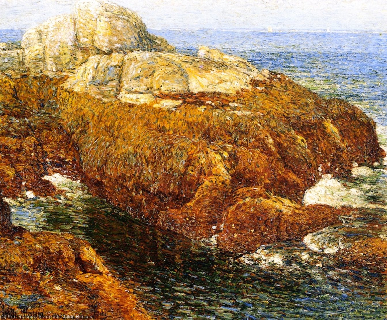 Wikioo.org - The Encyclopedia of Fine Arts - Painting, Artwork by Frederick Childe Hassam - Kelp-Covered Rocks, Isle of Shoals
