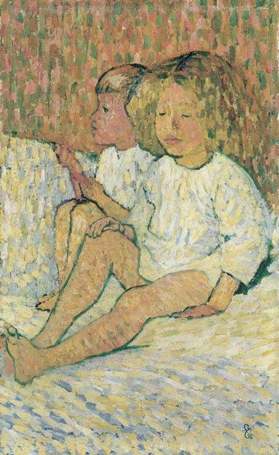 Wikioo.org - The Encyclopedia of Fine Arts - Painting, Artwork by Giovanni Giacometti - Kids In Bed
