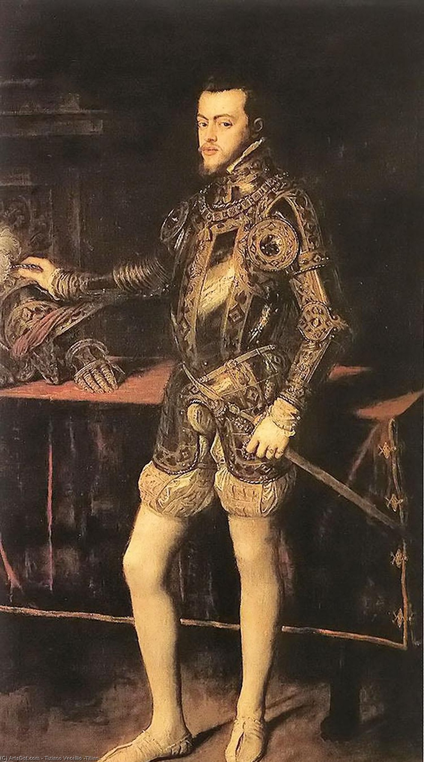 WikiOO.org - Encyclopedia of Fine Arts - Maľba, Artwork Tiziano Vecellio (Titian) - King Philip II