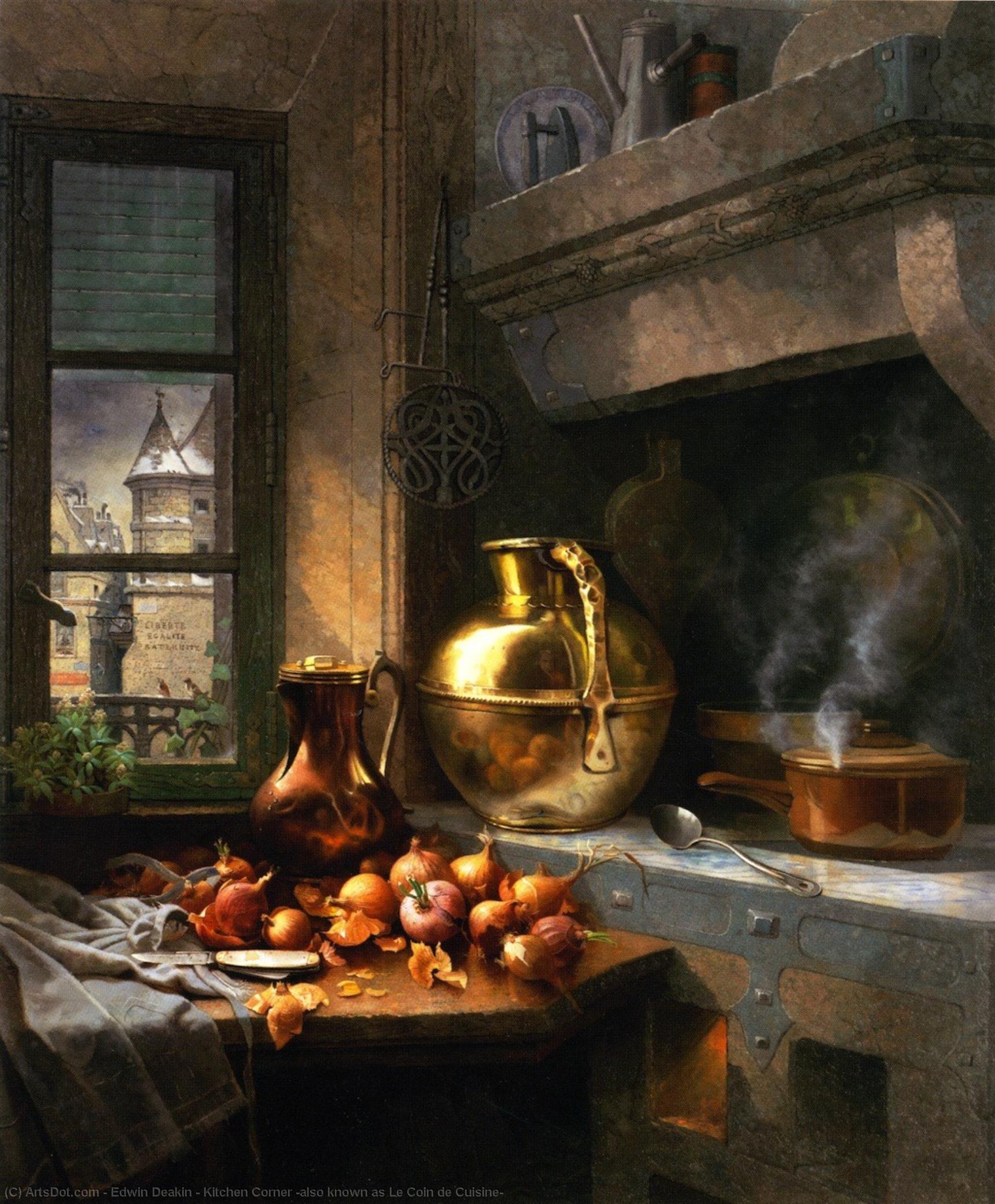 Wikioo.org - The Encyclopedia of Fine Arts - Painting, Artwork by Edwin Deakin - Kitchen Corner (also known as Le Coin de Cuisine)