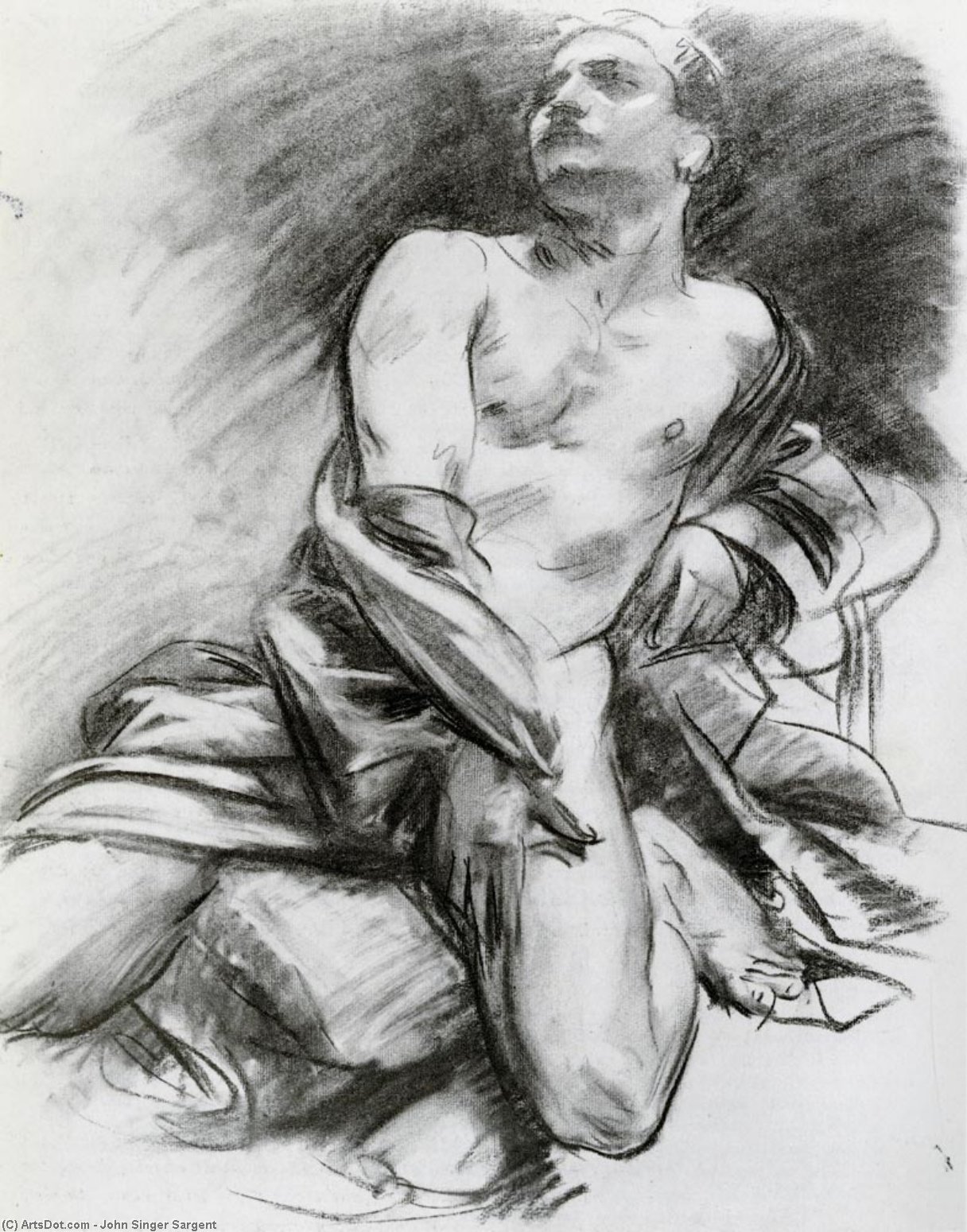 Wikioo.org - The Encyclopedia of Fine Arts - Painting, Artwork by John Singer Sargent - Kneeling Model