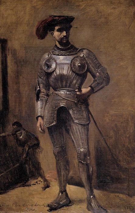 WikiOO.org - Encyclopedia of Fine Arts - Maleri, Artwork Jean Baptiste Camille Corot - The Knight