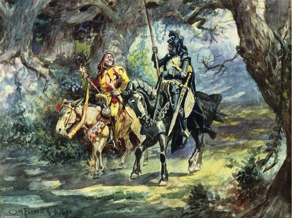 Wikioo.org - The Encyclopedia of Fine Arts - Painting, Artwork by Charles Marion Russell - Knight and Jester