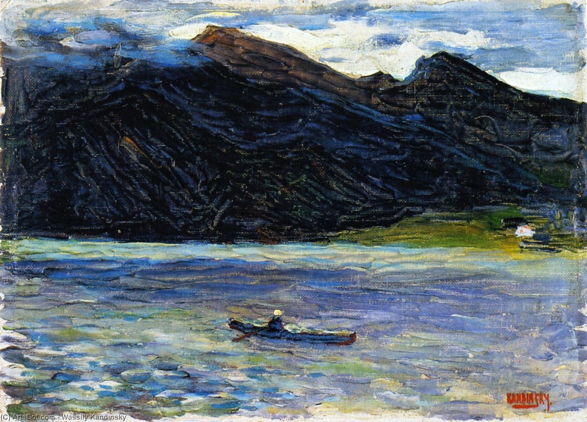 WikiOO.org - Encyclopedia of Fine Arts - Maleri, Artwork Wassily Kandinsky - Kochel - Lake with Boat