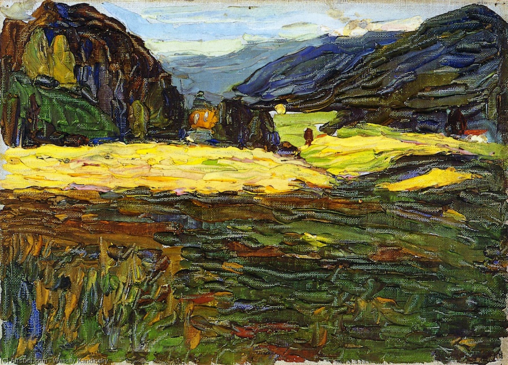 Wikioo.org – La Enciclopedia de las Bellas Artes - Pintura, Obras de arte de Wassily Kandinsky - Kochel - Paisaje con Señorío