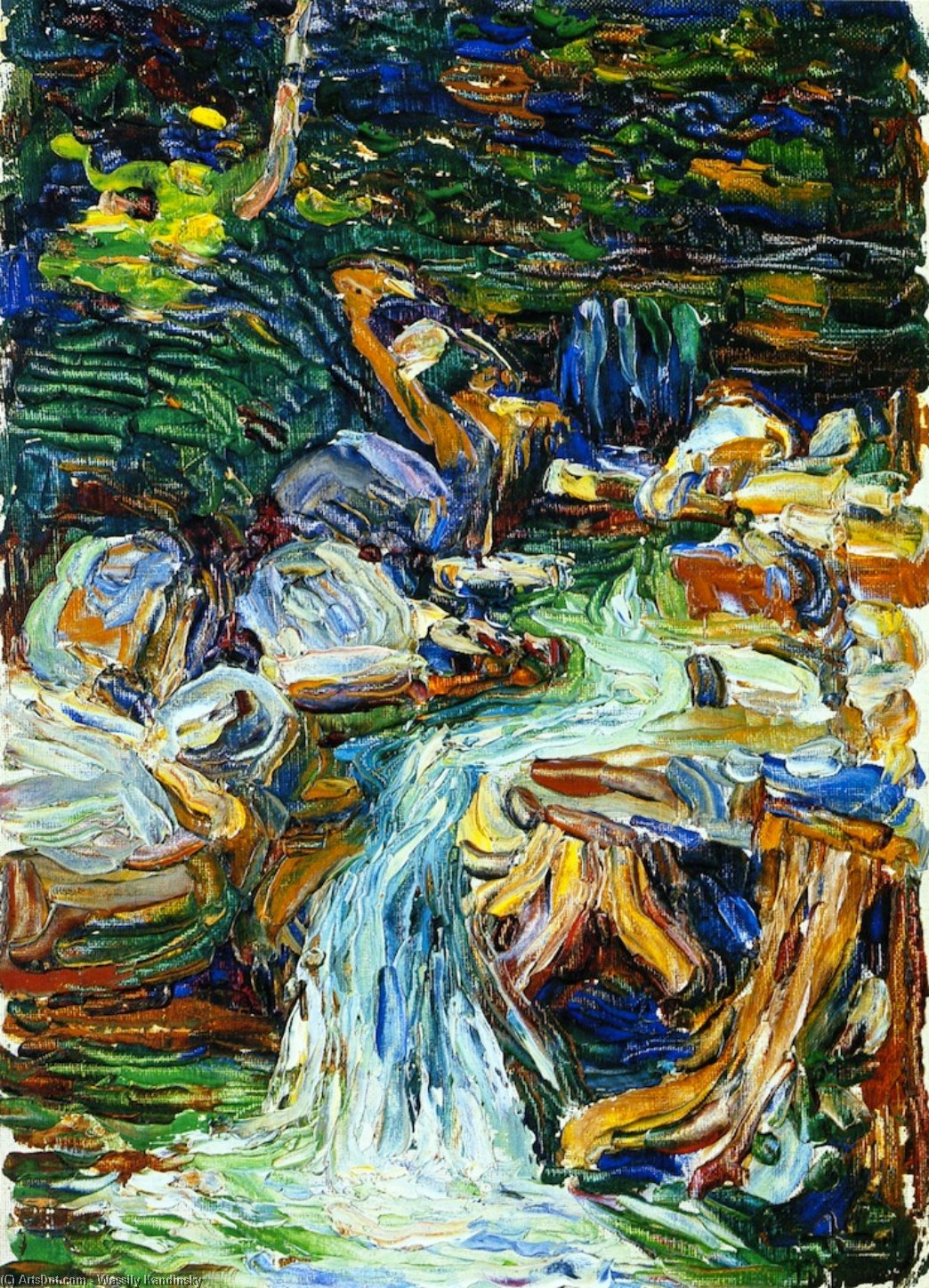 WikiOO.org - Enciclopédia das Belas Artes - Pintura, Arte por Wassily Kandinsky - Kochel - Waterfall II