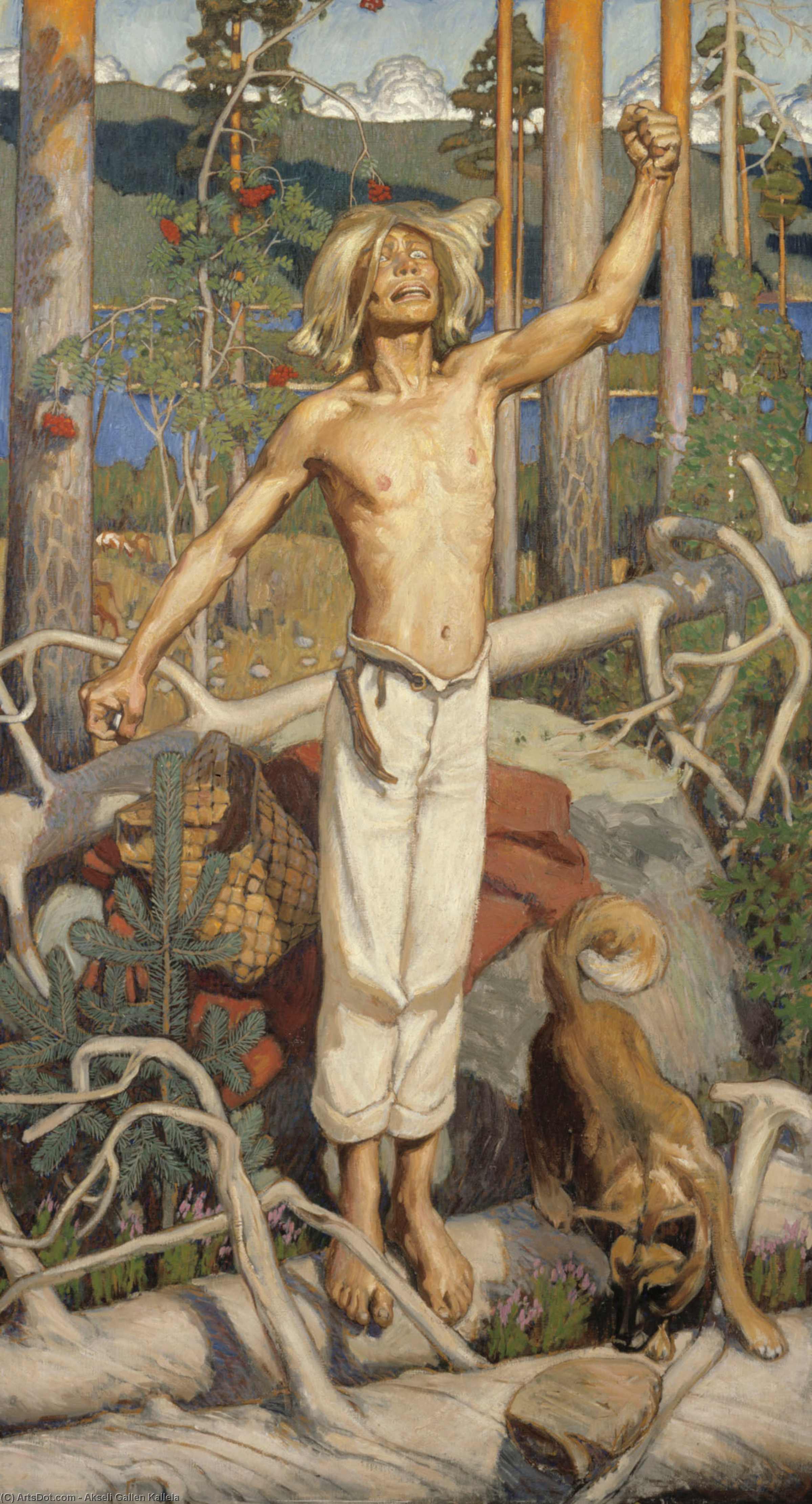 WikiOO.org - Encyclopedia of Fine Arts - Lukisan, Artwork Akseli Gallen Kallela - Kullervo cursing