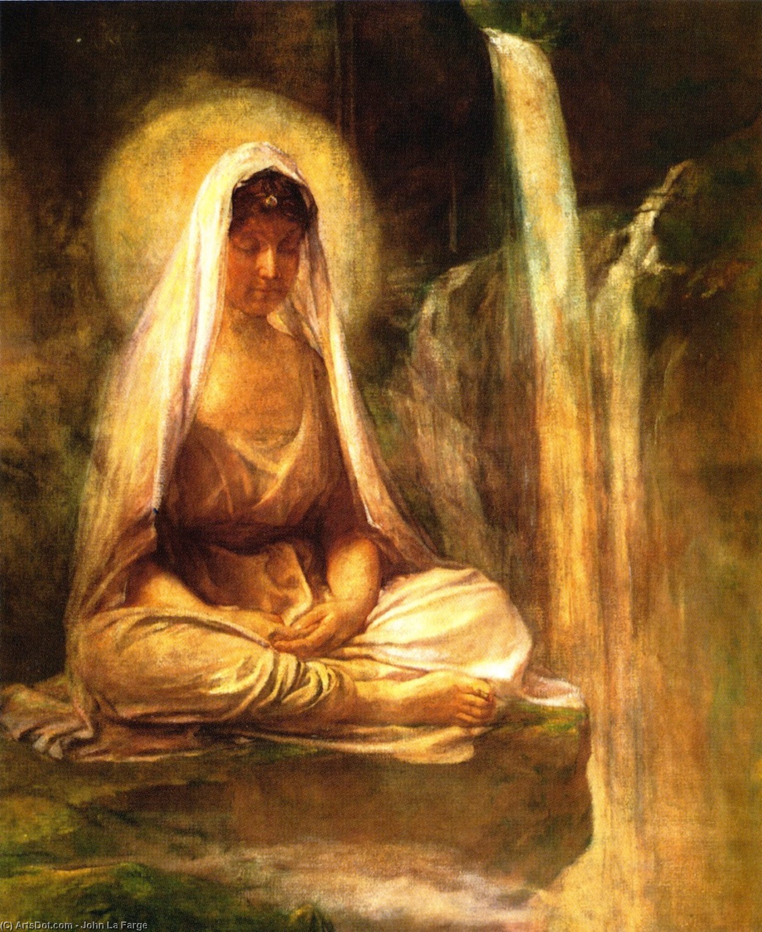 Wikioo.org - The Encyclopedia of Fine Arts - Painting, Artwork by John La Farge - Kwannon Meditating on Human Life