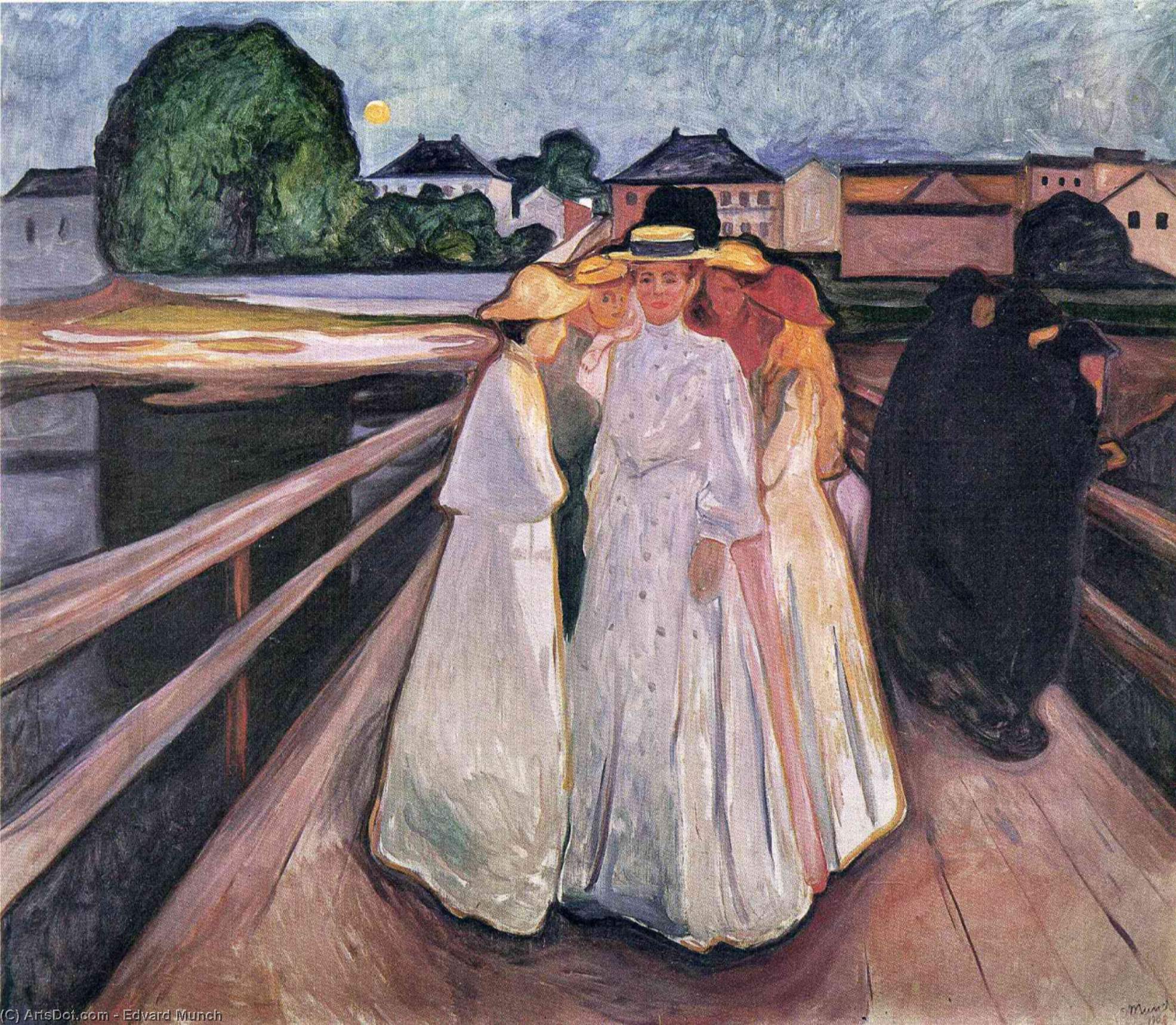 Wikioo.org - The Encyclopedia of Fine Arts - Painting, Artwork by Edvard Munch - The Ladies on the Bridge