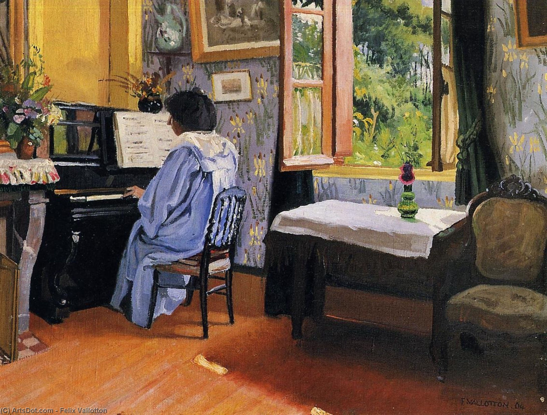 Wikioo.org - The Encyclopedia of Fine Arts - Painting, Artwork by Felix Vallotton - Lady at the Piano