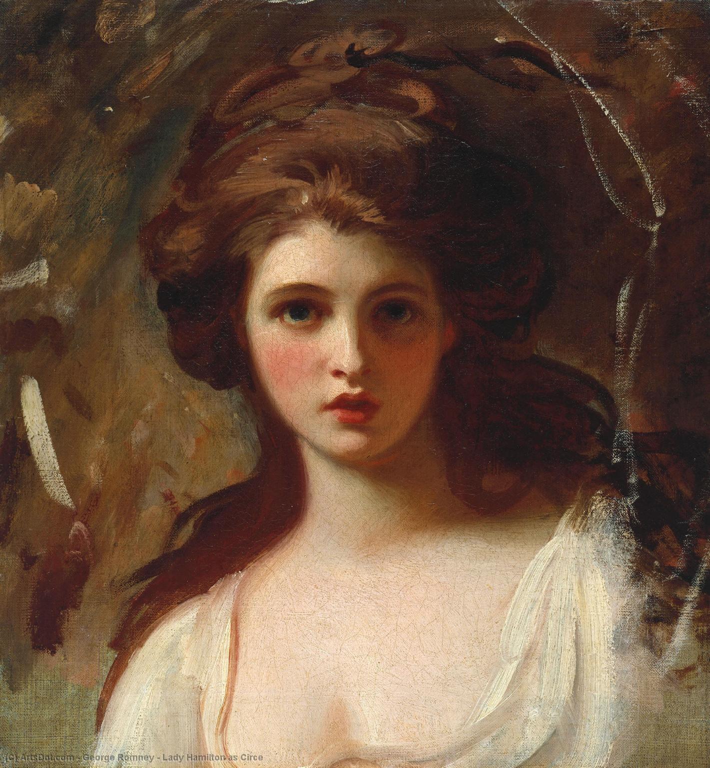 Wikioo.org – La Enciclopedia de las Bellas Artes - Pintura, Obras de arte de George Romney - lady hamilton como circe